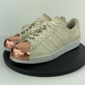 Adidas Superstar 80's Copper Cap Toe Off White Suede Shoes S75057 Women's Size 8
